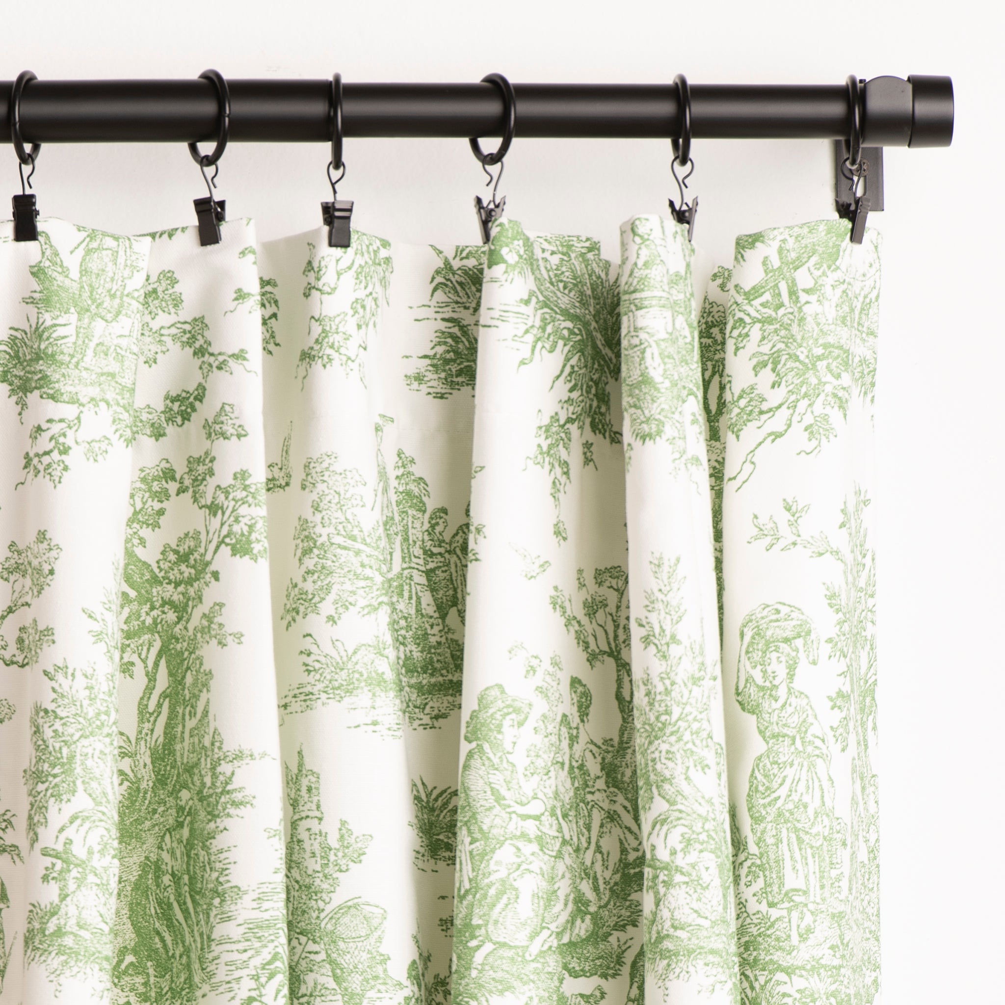 Green Toile Curtains Toile De Jouy Curtain Panel 4 Lengths Lined or Unlined - 3 colors