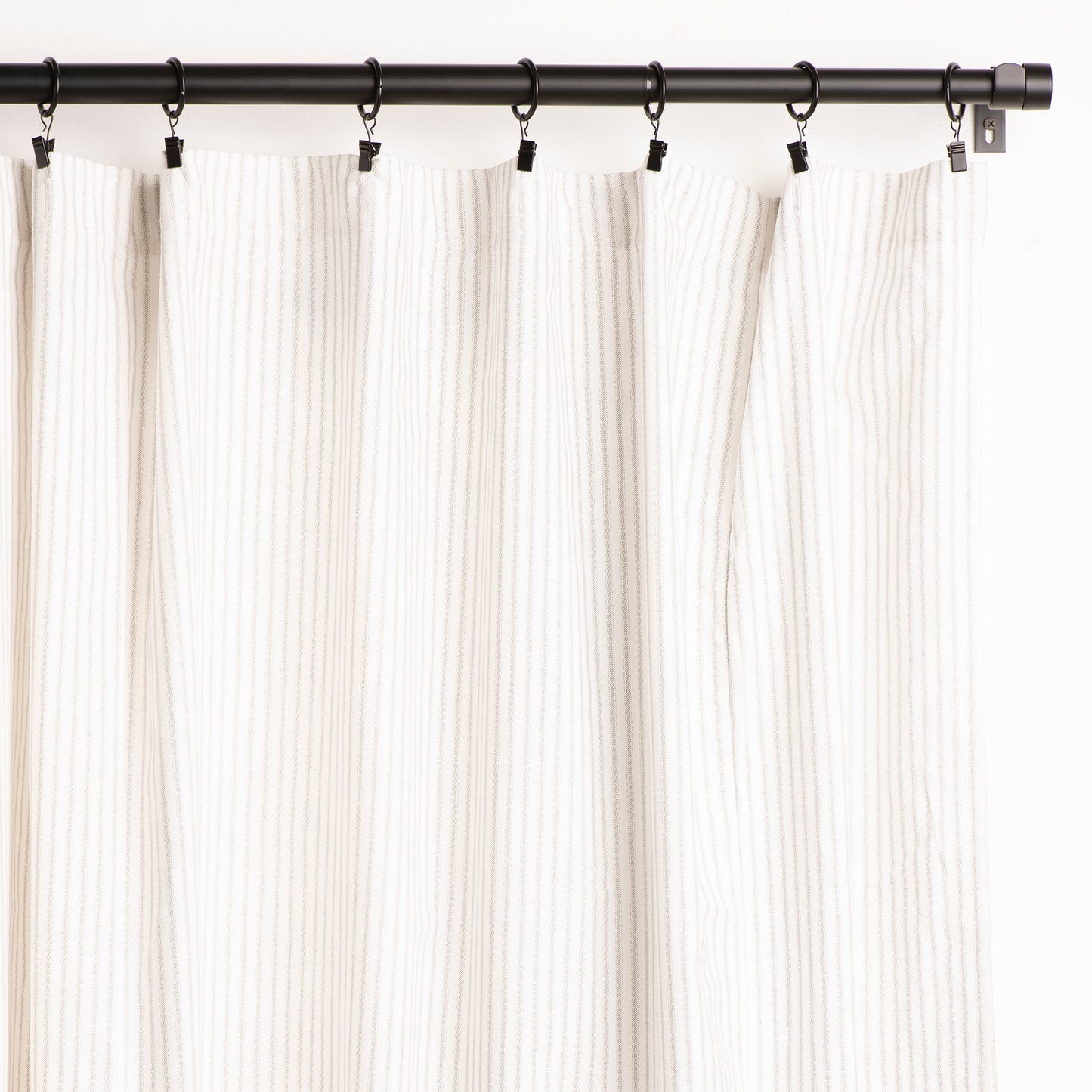 Premium Gray and White Ticking Curtain Panel 4 Lengths Lined or Unlined