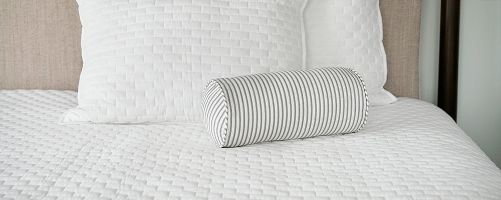 Premium Ticking Stripe Bolster Neck Roll Pillow 14 Colors | Made in USA