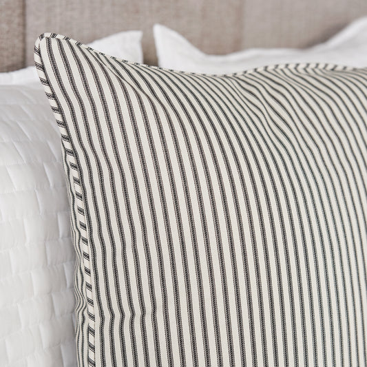 Ticking Stripe Sham | Black | Standard Euro King sizes