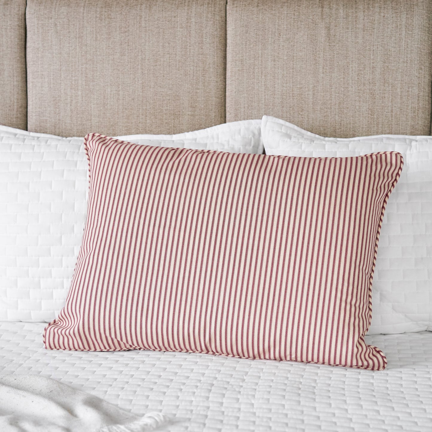 Ticking Stripe Sham | Navy Black Gray Brown or Red | Standard Euro King sizes