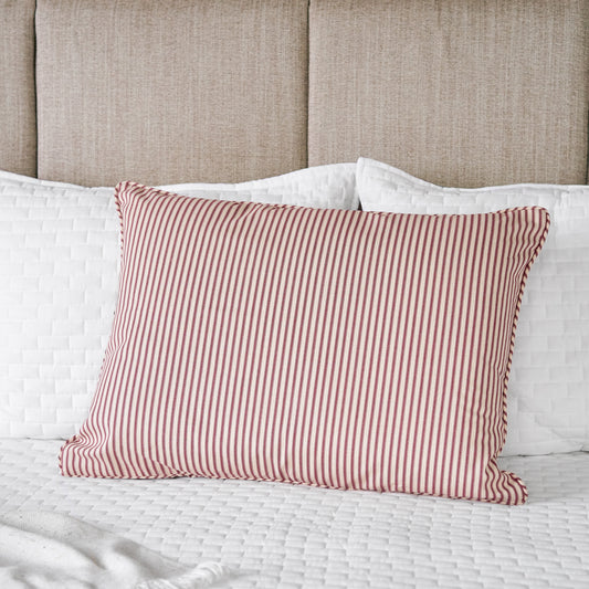 Ticking Stripe Sham | Red | Standard