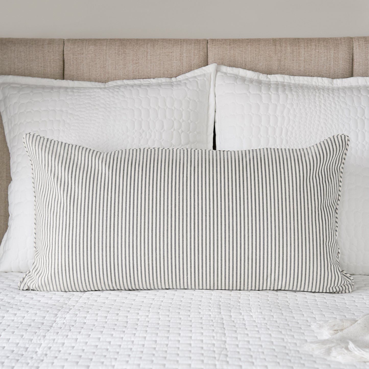 Ticking Stripe Sham | Navy Black Gray Brown or Red | Standard Euro King sizes