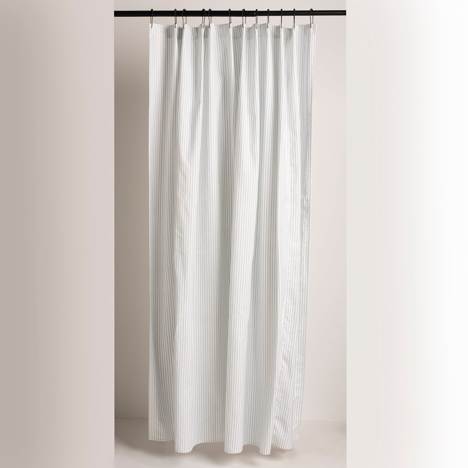 soft blue ticking stripe shower curtain