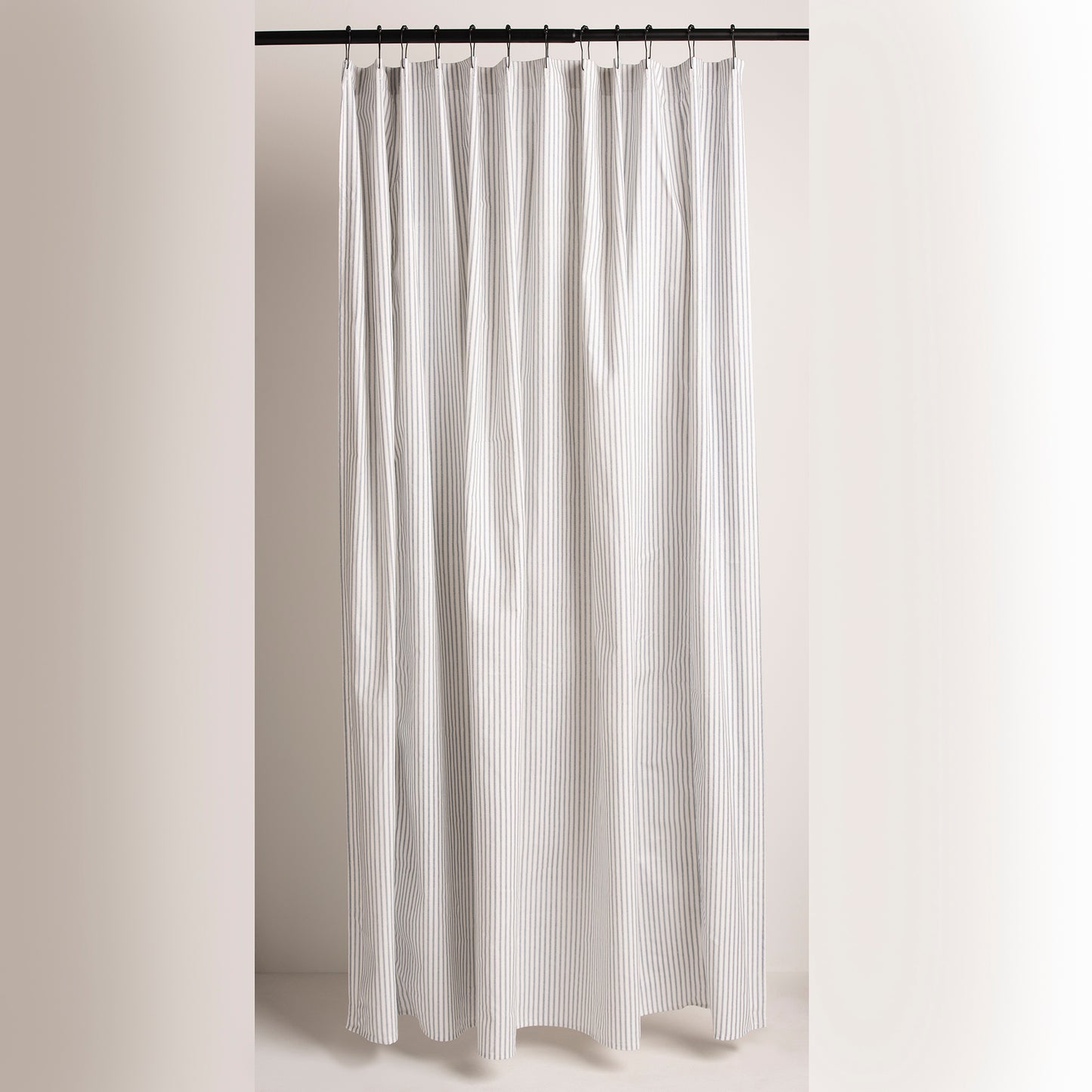 Navy Blue and White Ticking Stripe Shower Curtain