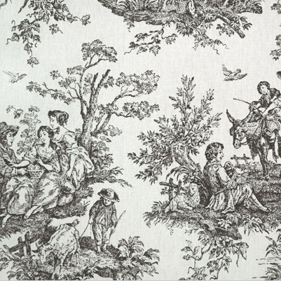 Toile De Jouy Fabric By The Yard - Black and White