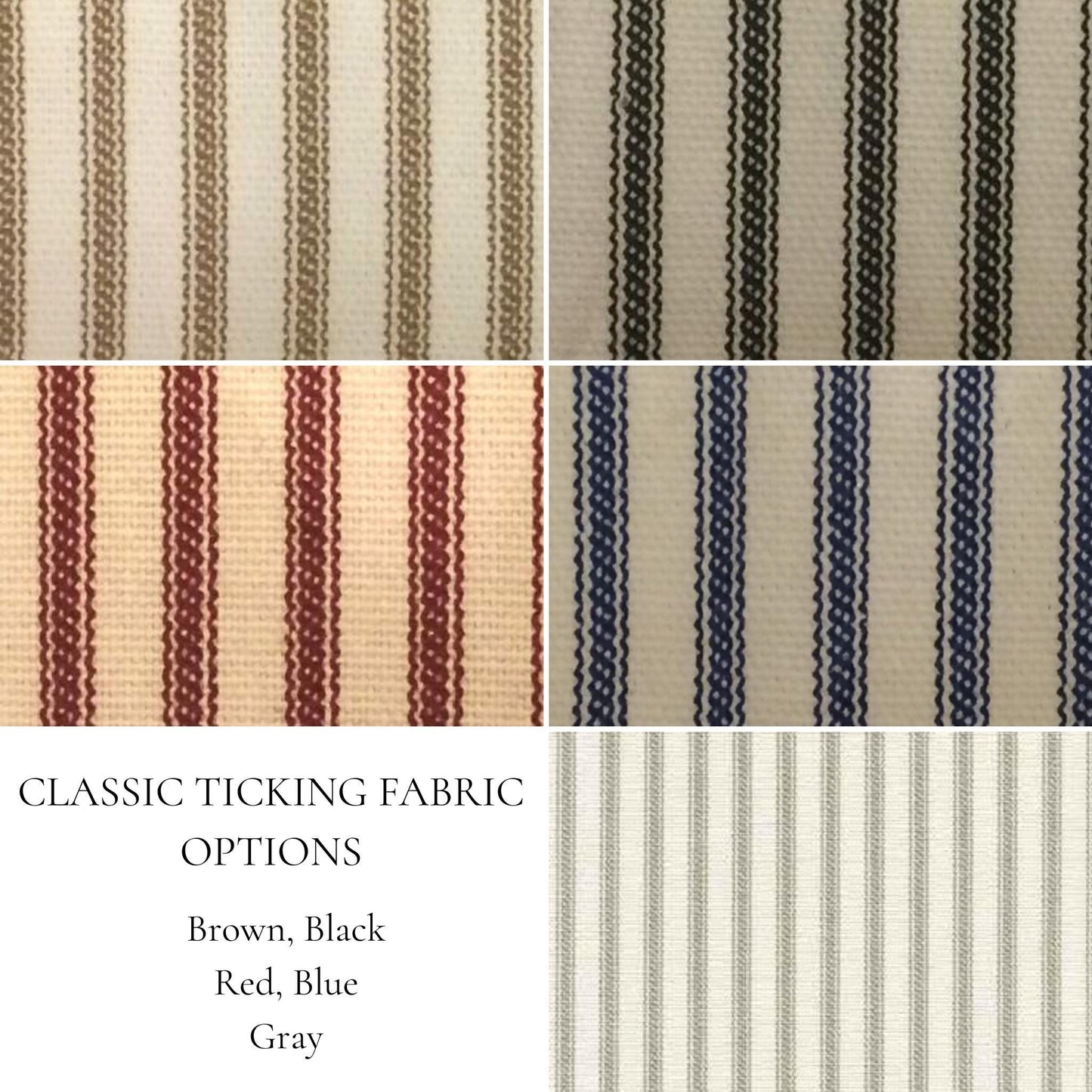 Ticking Stripe Shower Curtain Classic 100 Percent Cotton Made in USA by Southern Ticking Co 5 Colors