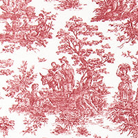 Toile De Jouy Fabric By The Yard - Red