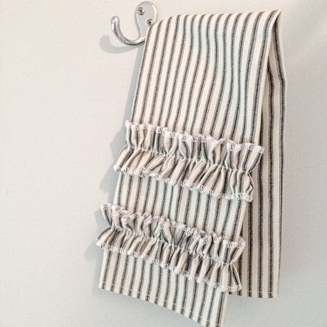 Ticking Stripe Hand Towel Black Ticking