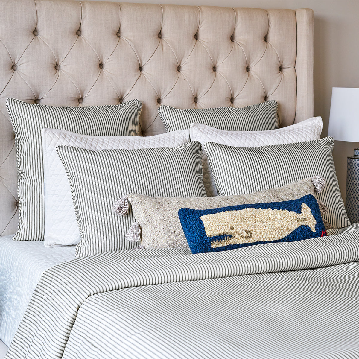 Black Ticking Stripe Bedding Set