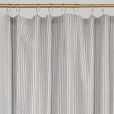 gray ticking stripe shower curtain cotton detail on shower curtain rod
