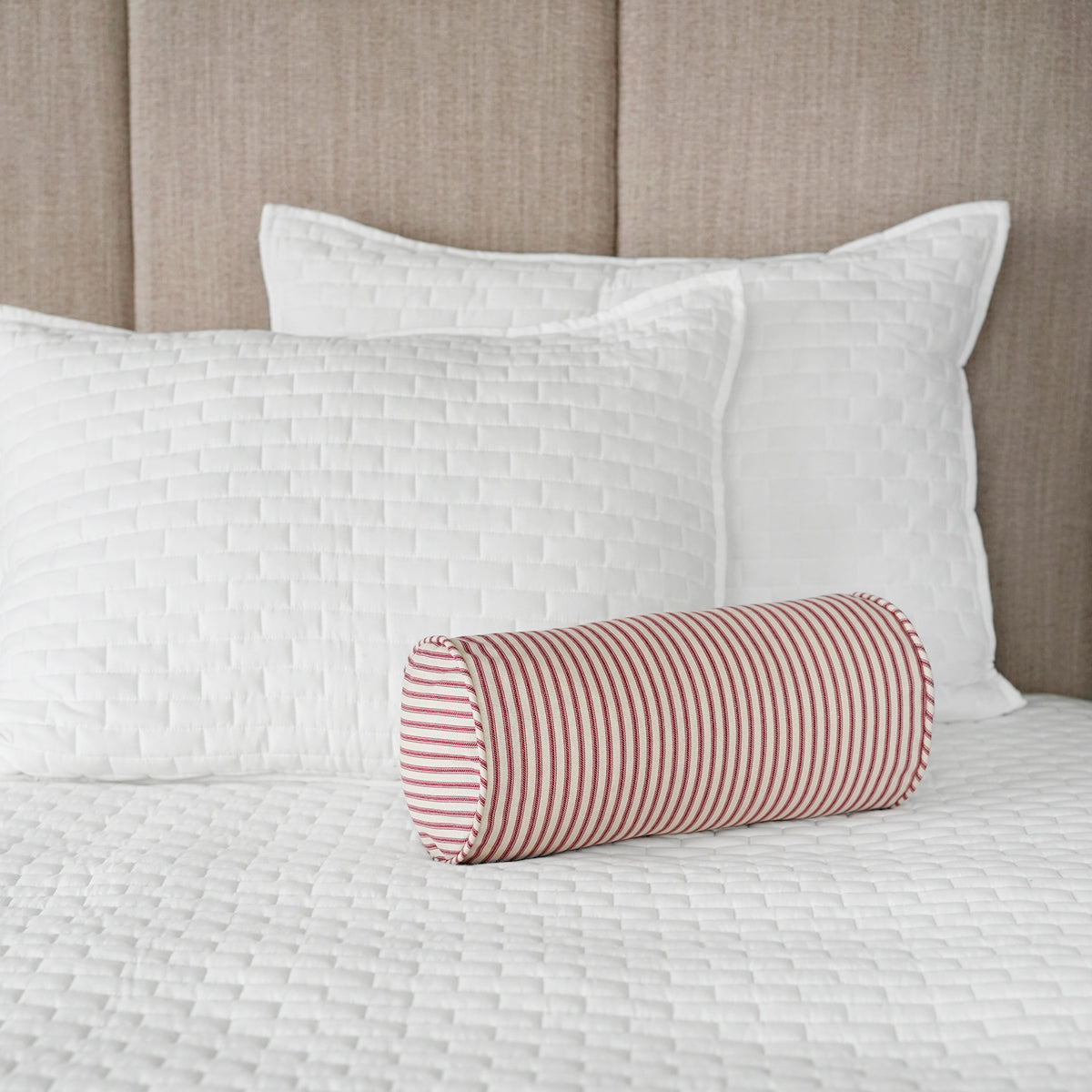 Red Ticking Stripe Bolster Pillow