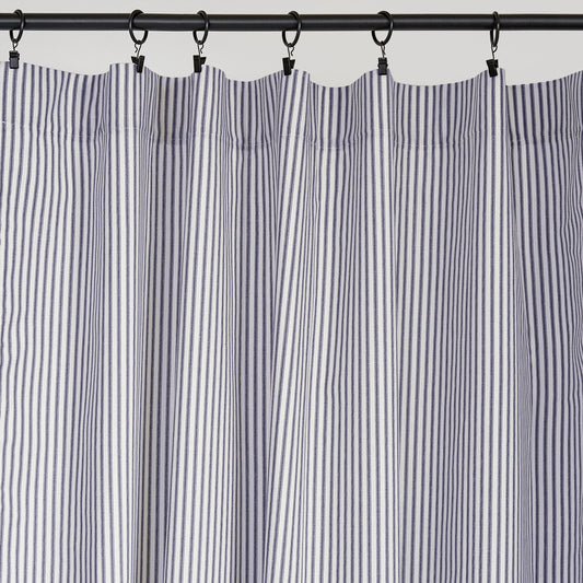 Blue Ticking Stripe Curtain Panel