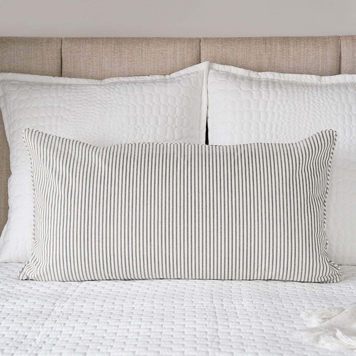 Grey and white pillow on sale shams
