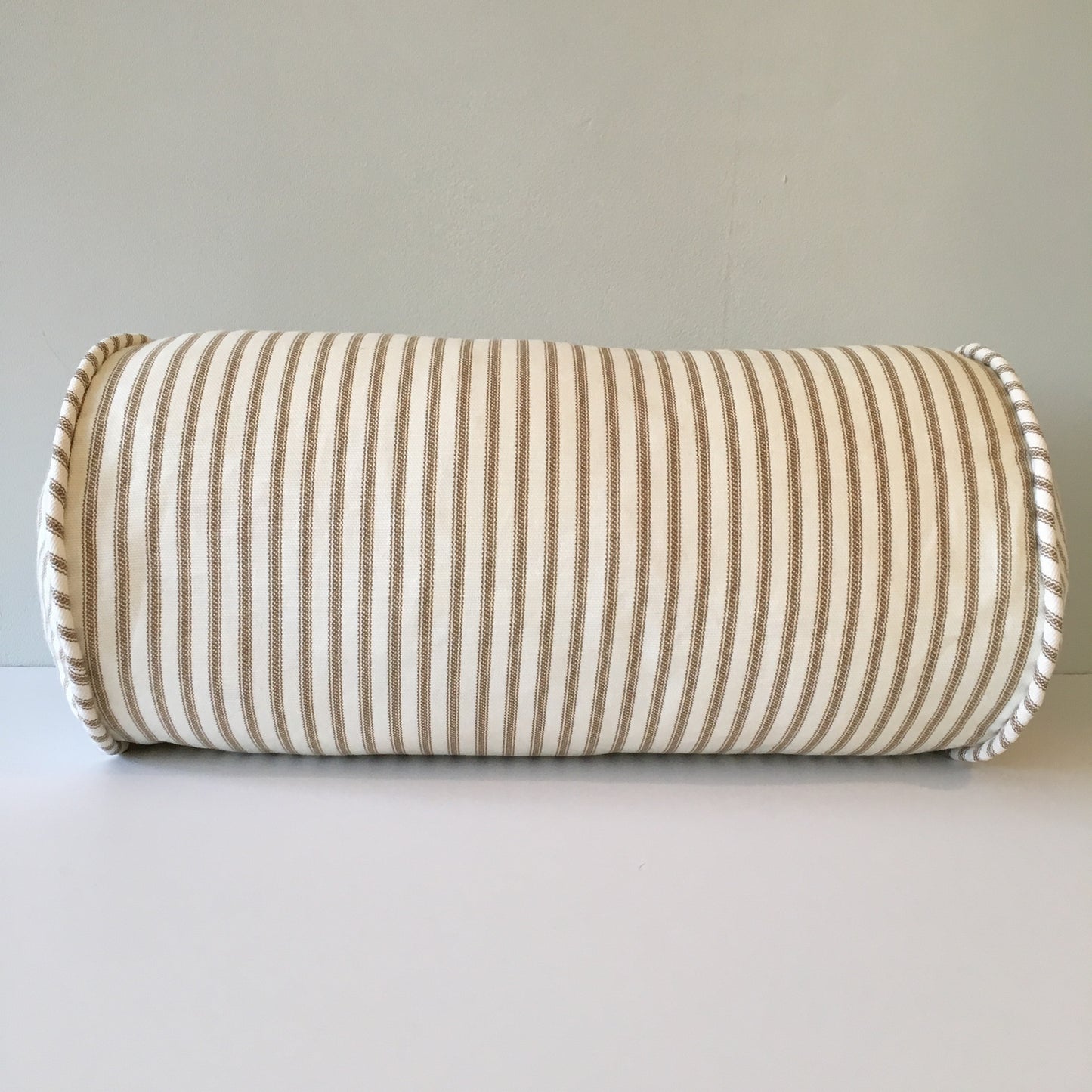 Brown Ticking Stripe Bolster Pillow