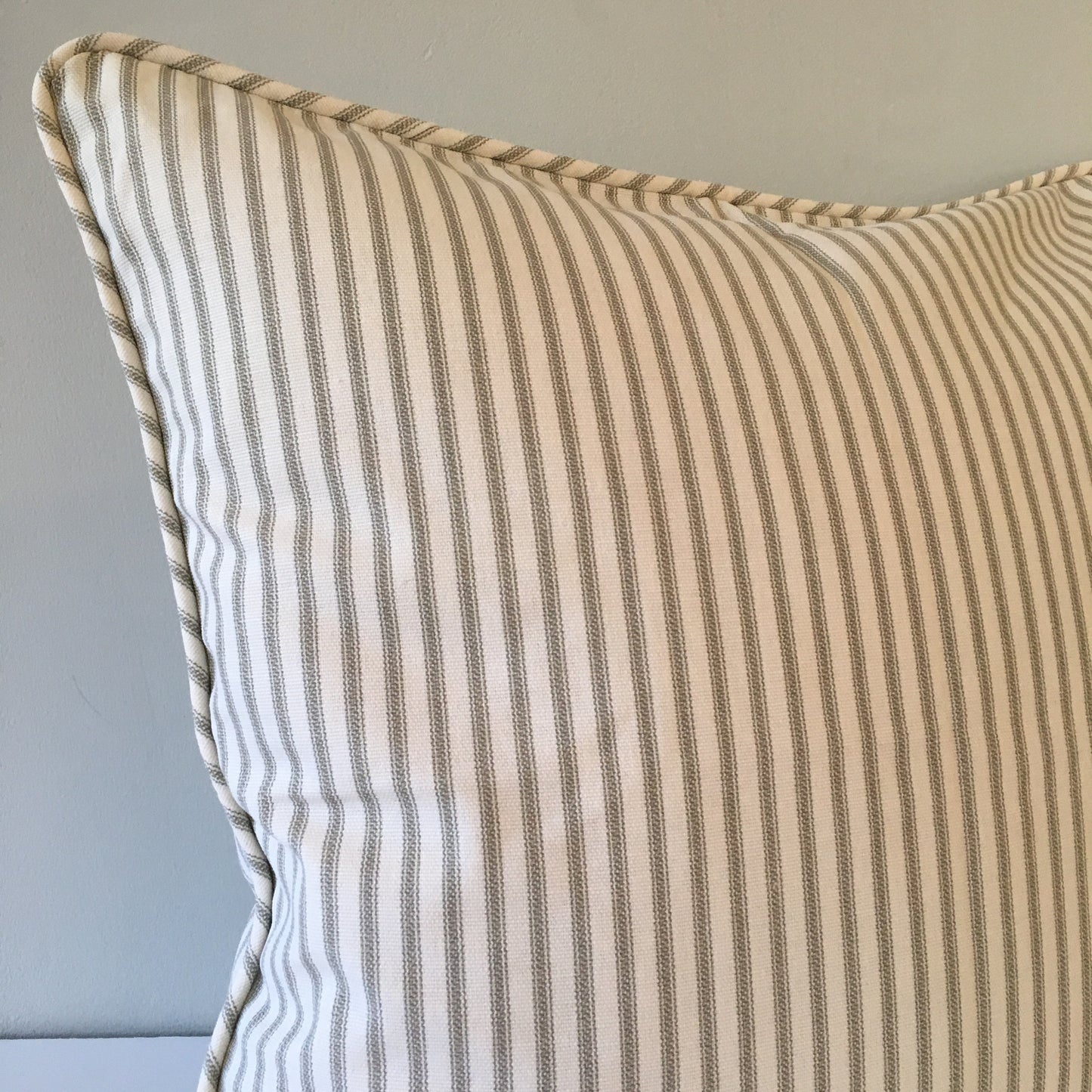 Gray Ticking Stripe Throw Pillow Cover