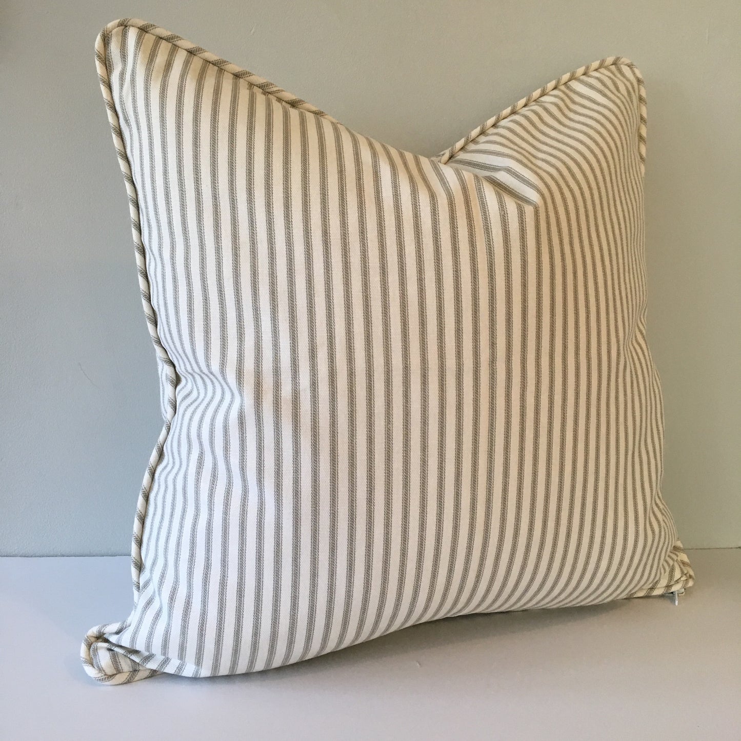 Gray Ticking Stripe Throw Pillow Cover