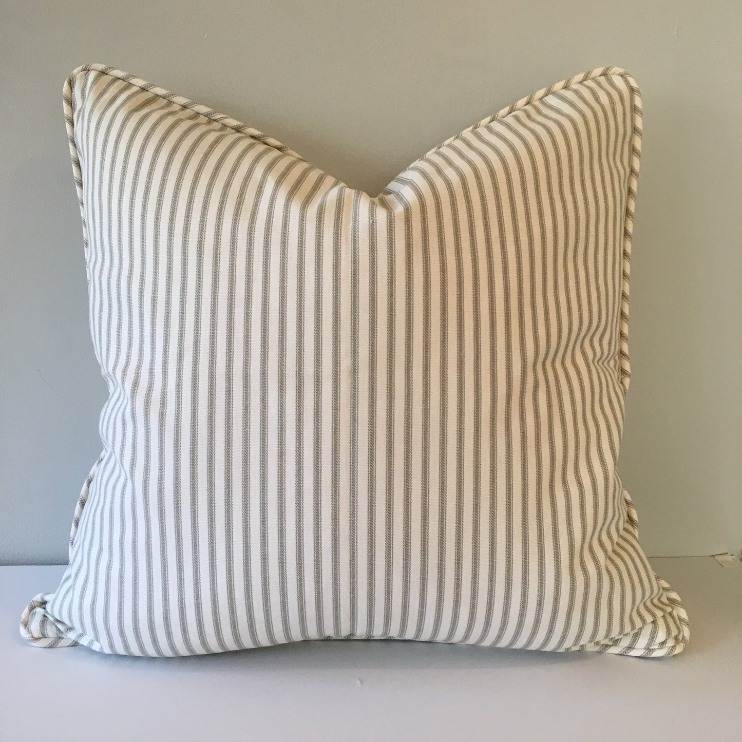 Gray Ticking Stripe Throw Pillow Cover