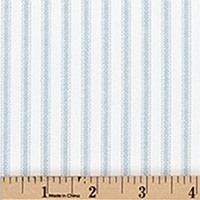 Light Blue and White Ticking Stripe Shower Curtain Fabric Detail