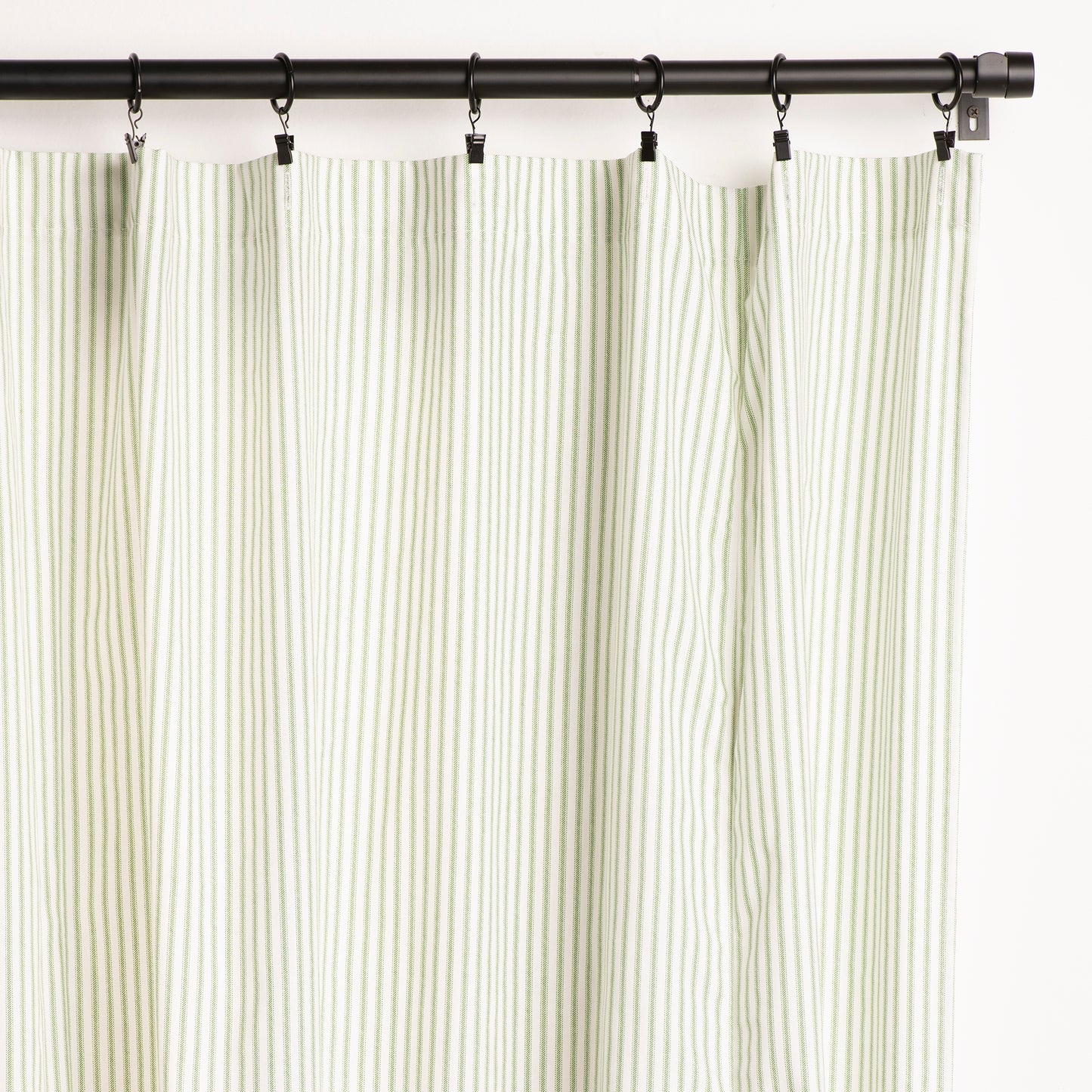 Premium Pine Green and White Ticking Curtain Panel 4 Lengths Lined or Unlined