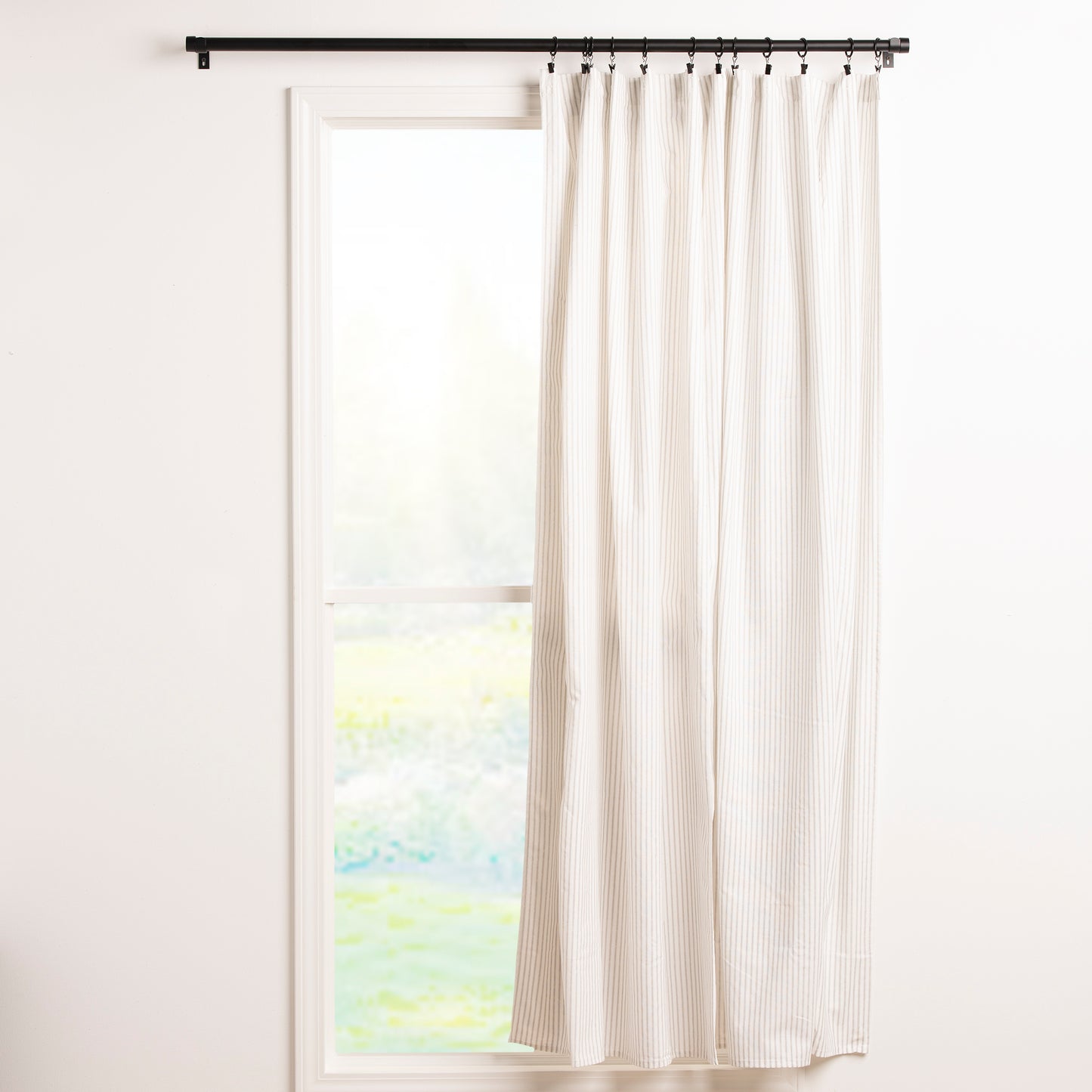 Premium Gray and White Ticking  Curtain Panel 4 Lengths Lined or Unlined