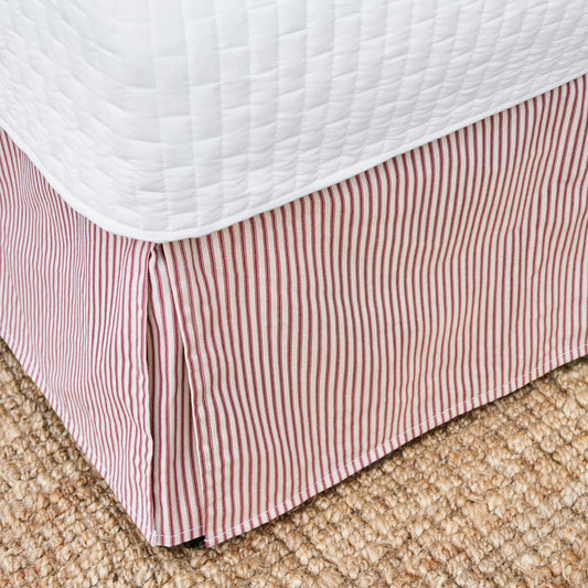 Red Ticking Stripe Bedskirt | Twin, Full, Queen, King, Cal King, Extra Long Twin