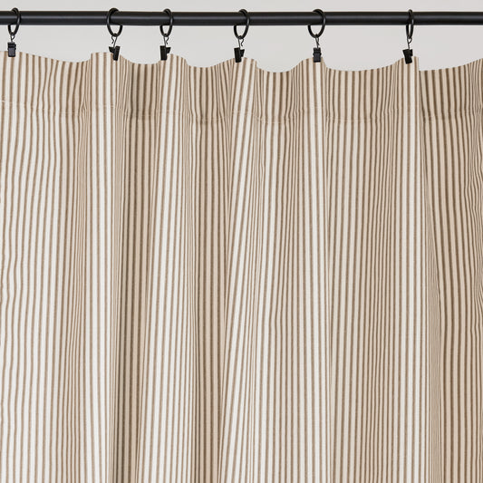 brown ticking curtain drapery panel 