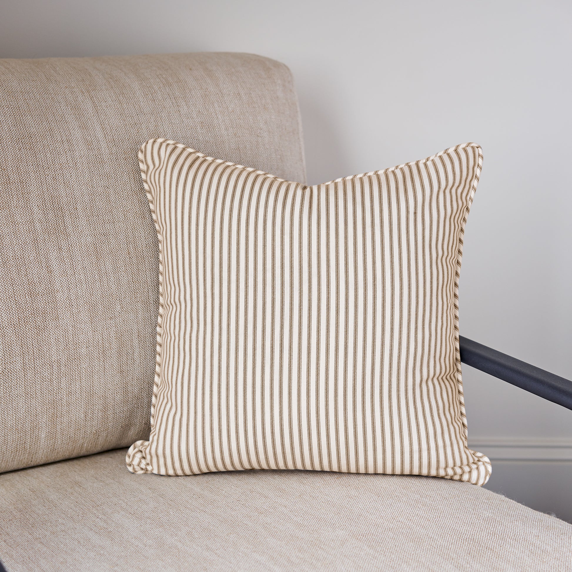 Brown Striped Throw Pillow Cover on Chair 