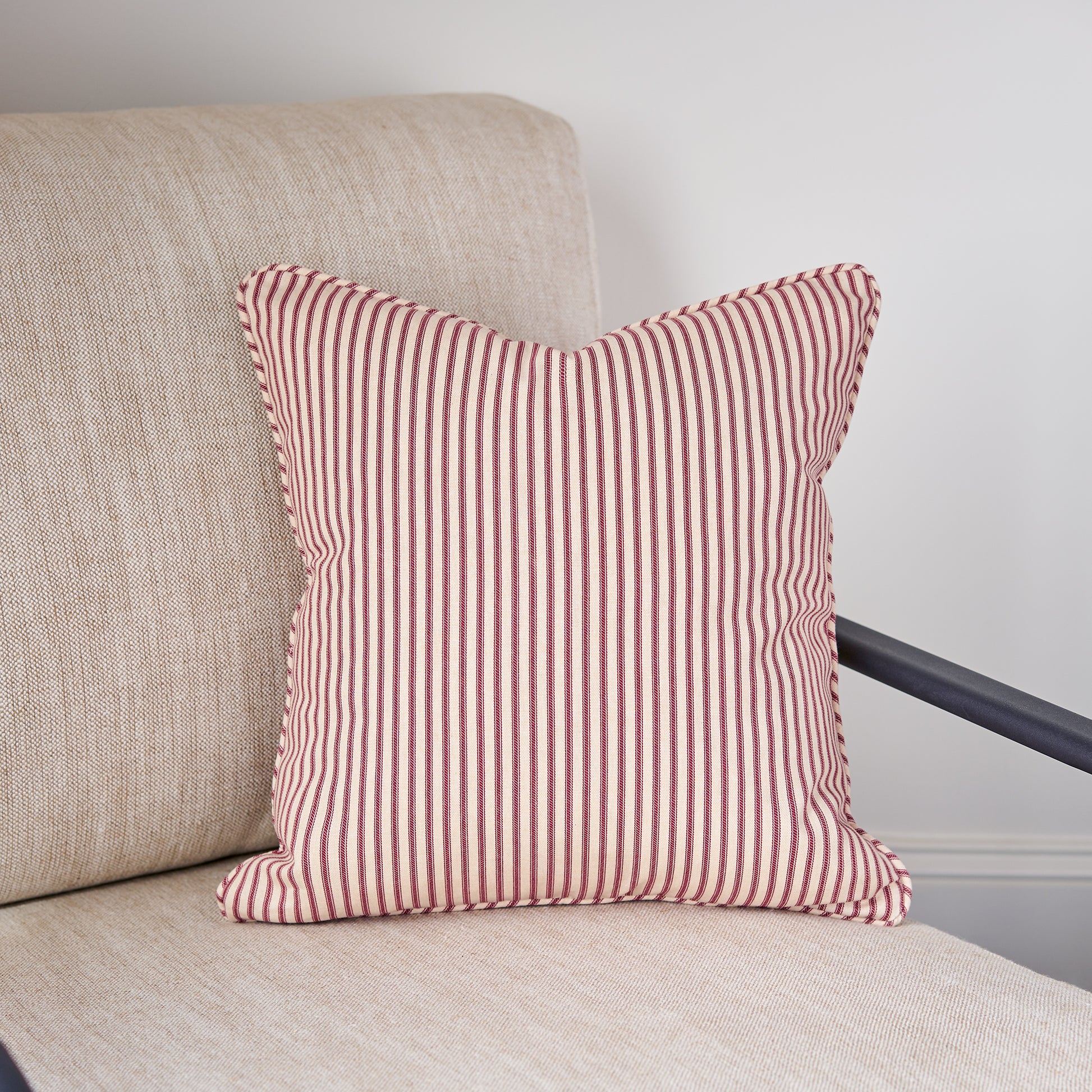 Red Ticking Stripe Throw Pillow Cover 18x18 – Southern Ticking