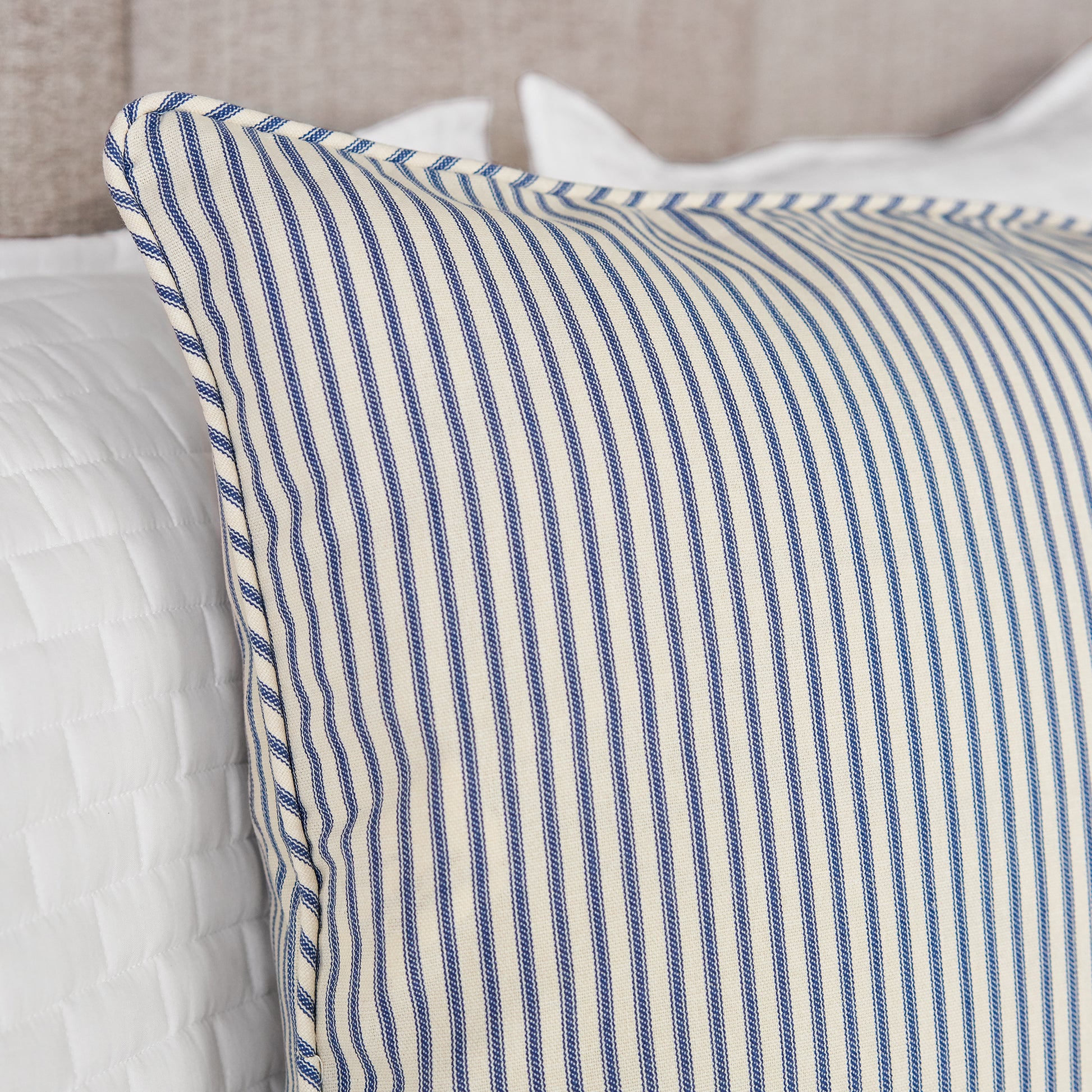 Ticking Stripe Sham Navy Blue Black Gray Brown Red – Southern