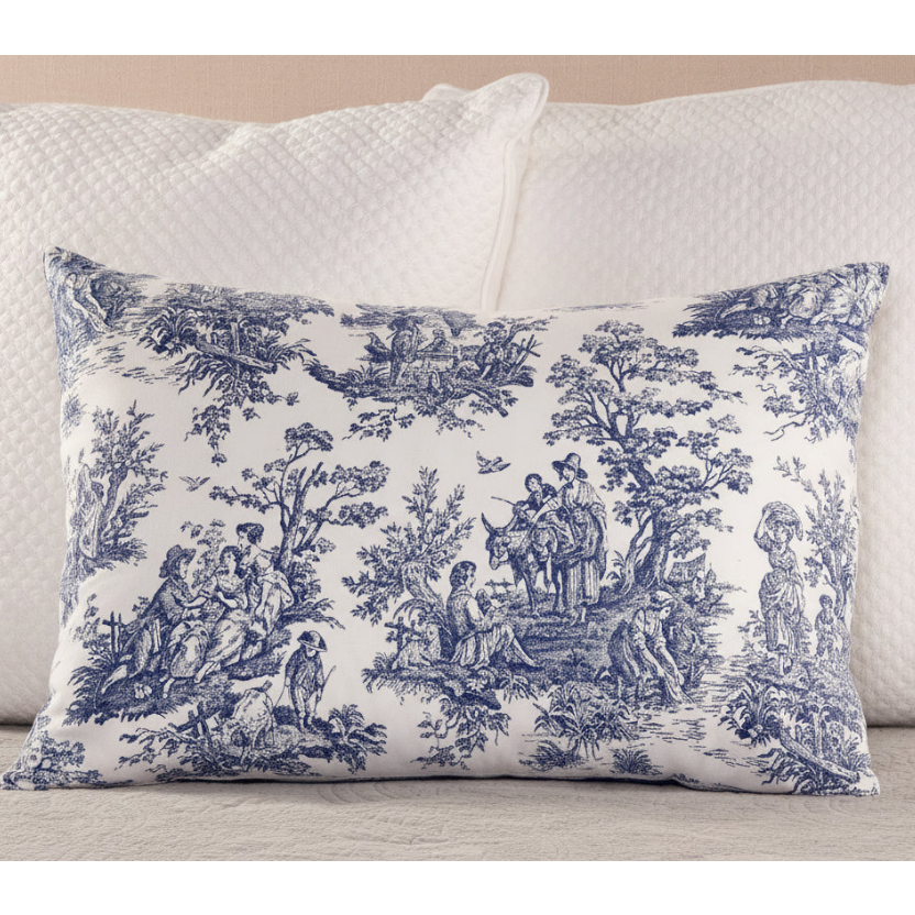 Navy Blue Toile Bedding Set - Duvet and Shams