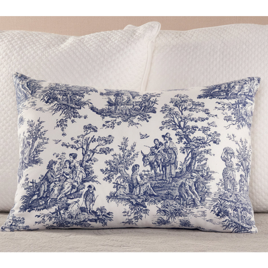 Navy Blue Toile Bedding Set - Duvet and Shams