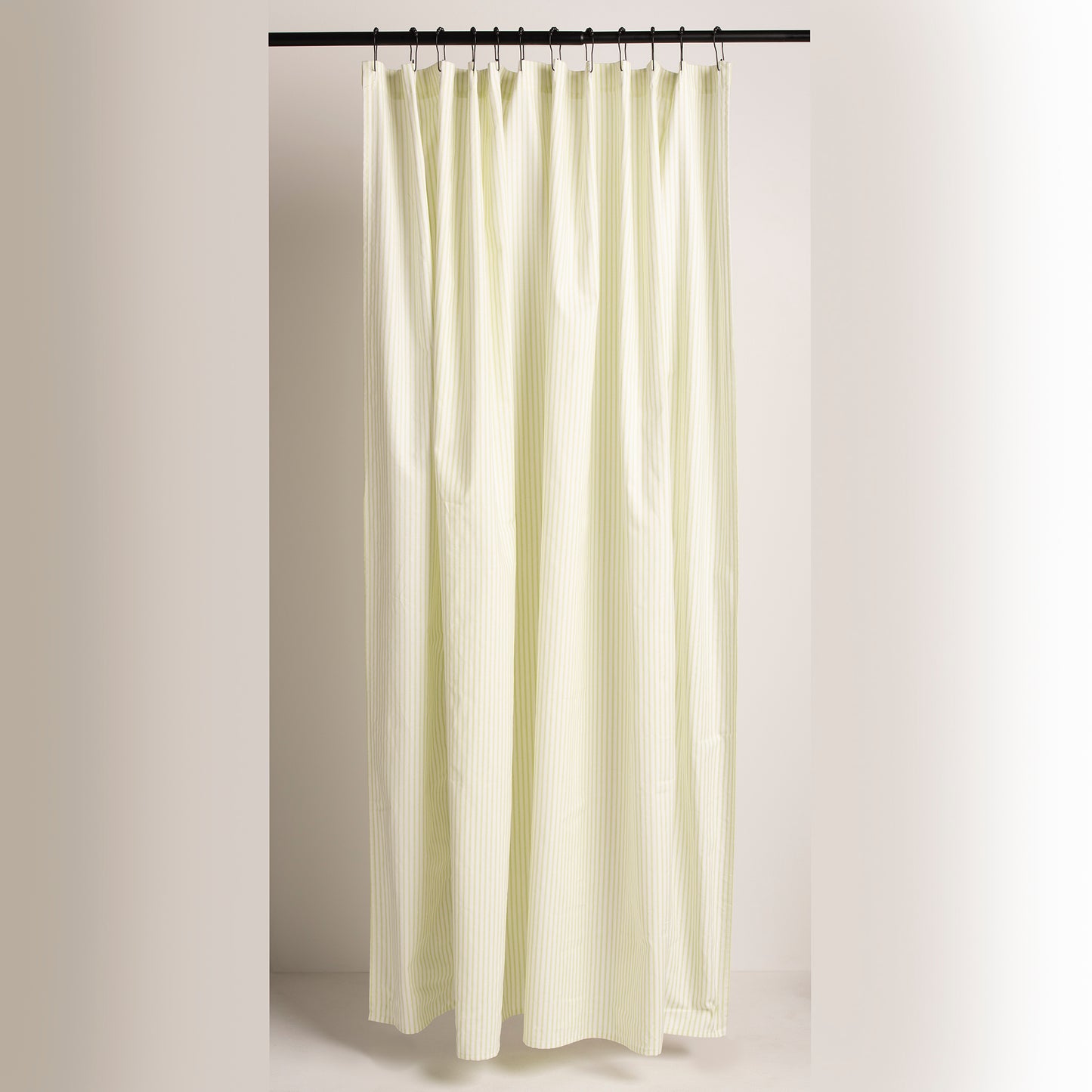 Kiwi Green and White Stripe Fabric Shower Curtain