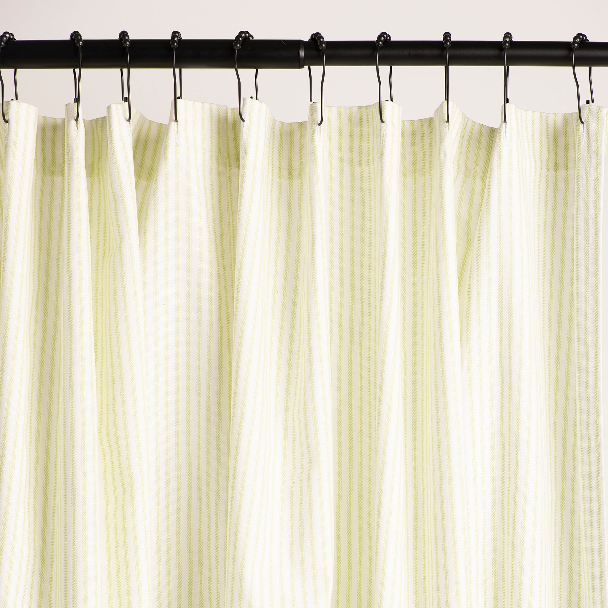 kiwi green and white ticking stripe shower curtain 