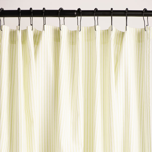 kiwi green and white ticking stripe shower curtain 