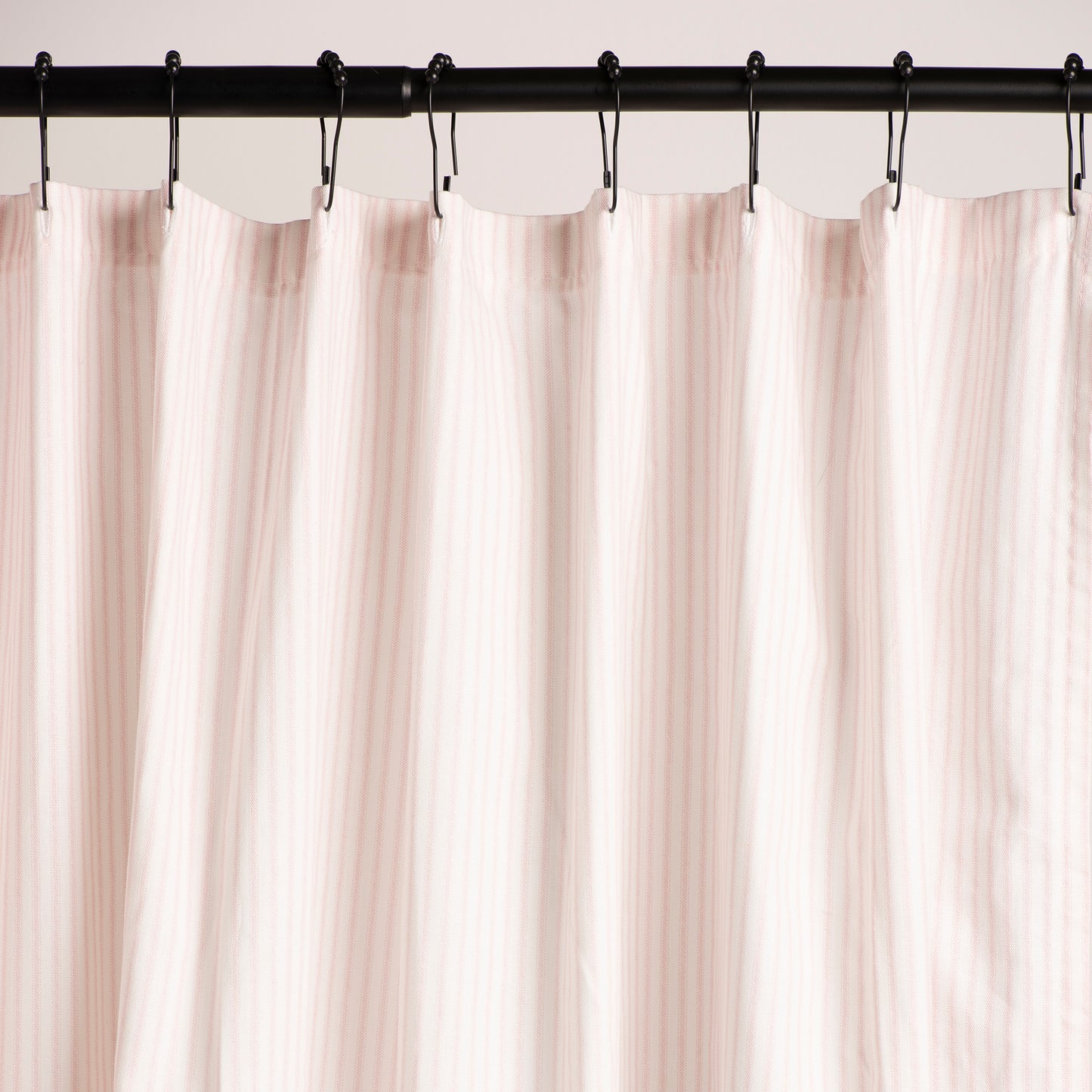 Pink and White Ticking Stripe Shower Curtain