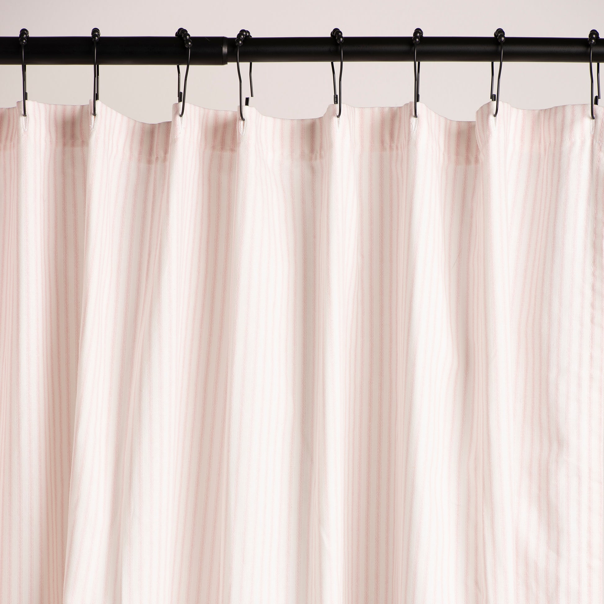 Pink and White Ticking Stripe Shower Curtain