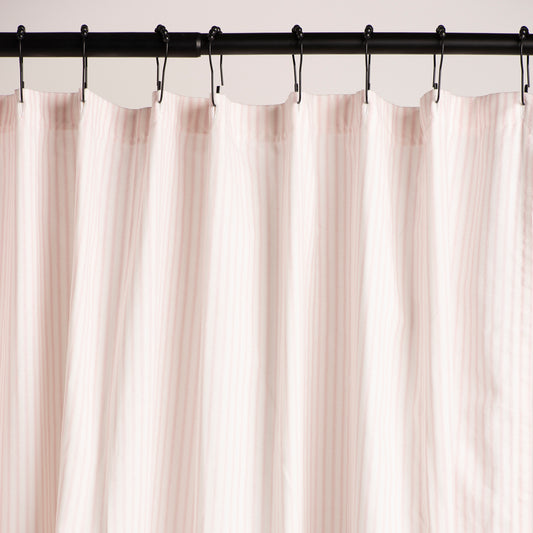 Pink and White Ticking Stripe Shower Curtain