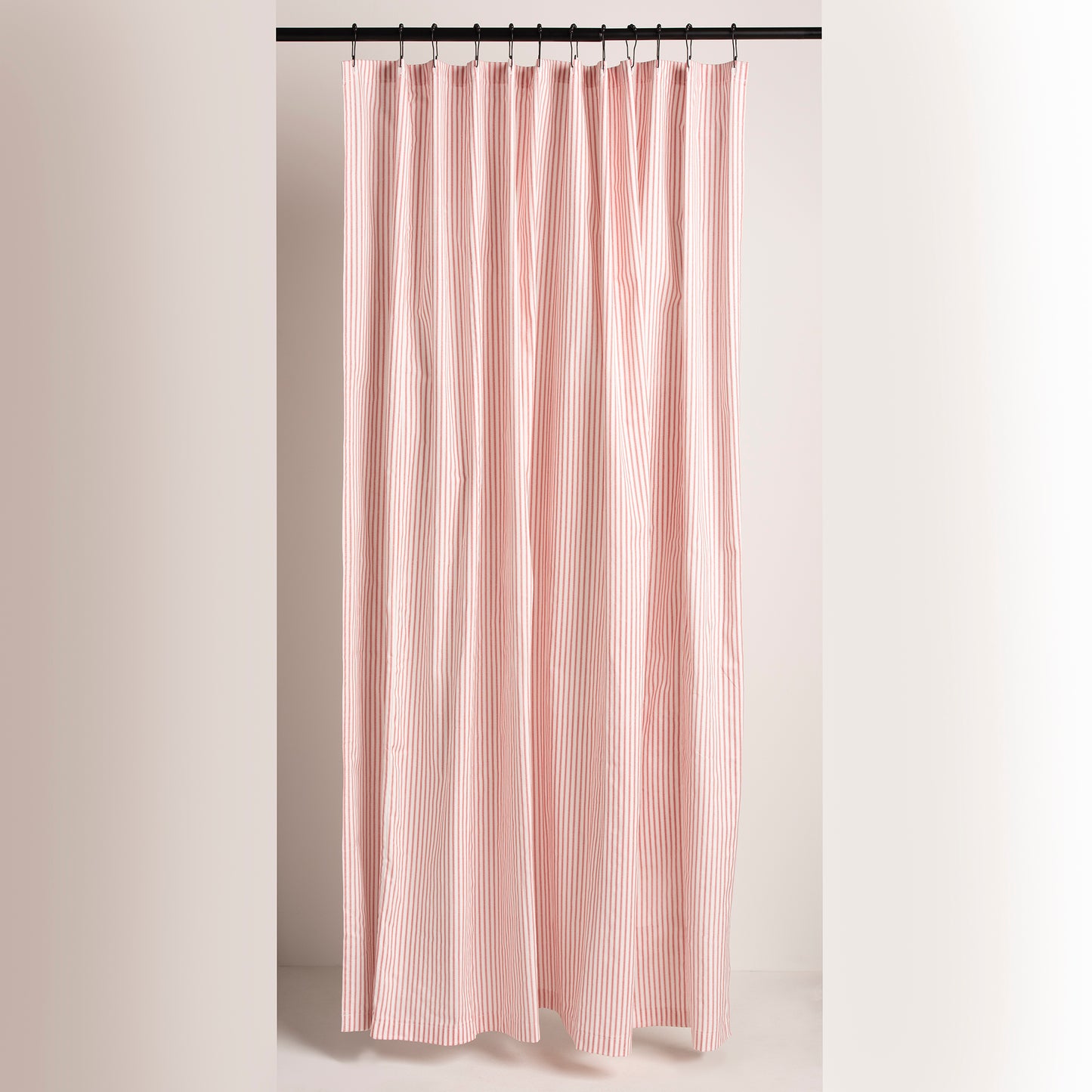 Red and White Ticking Stripe Shower Curtain 9 Sizes