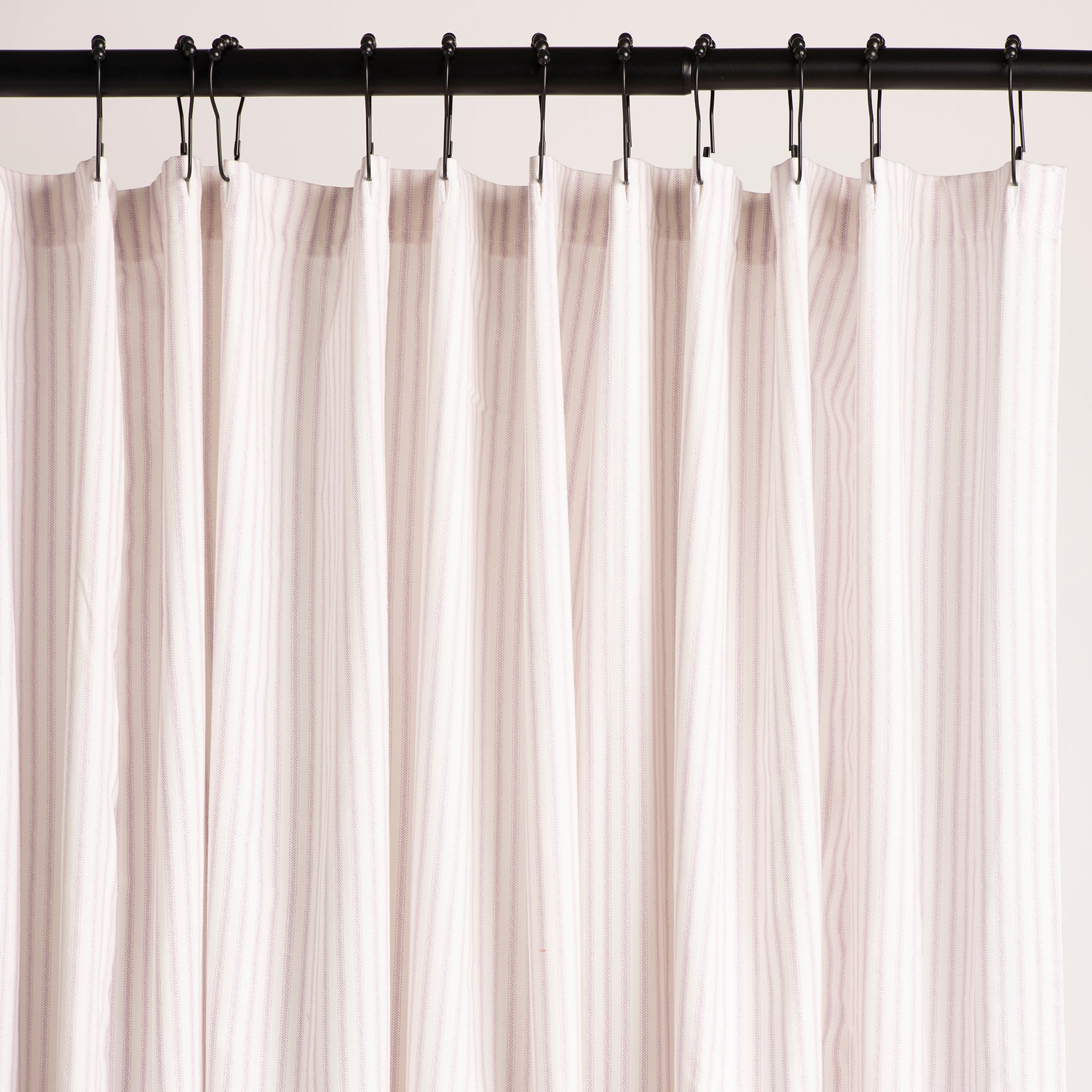 lavender purple and white ticking stripe shower curtain
