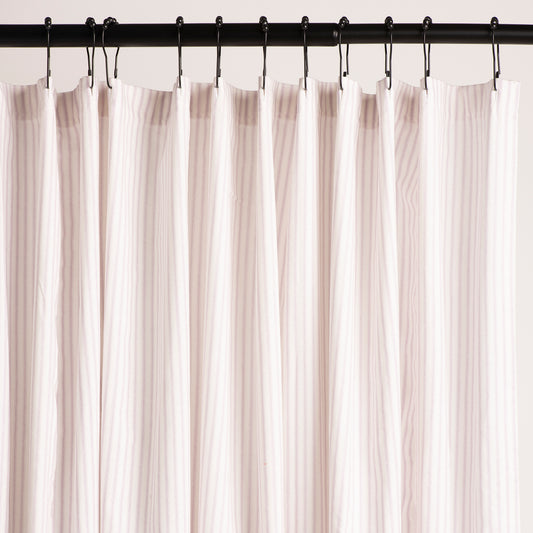 lavender purple and white ticking stripe shower curtain