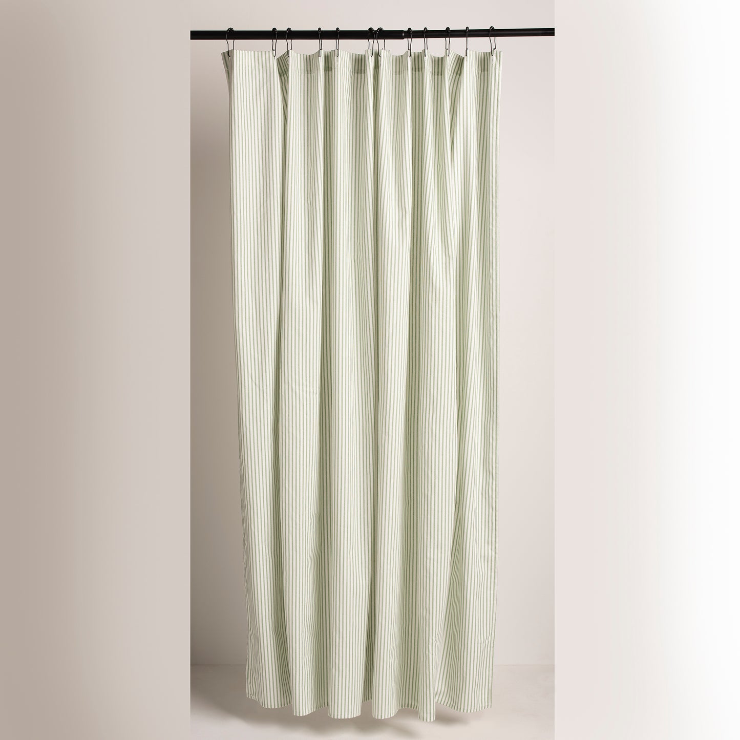 Pine Green and White Ticking Stripe Shower Curtain