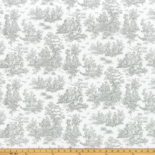 gray toile de jouy fabric by the yard cotton 