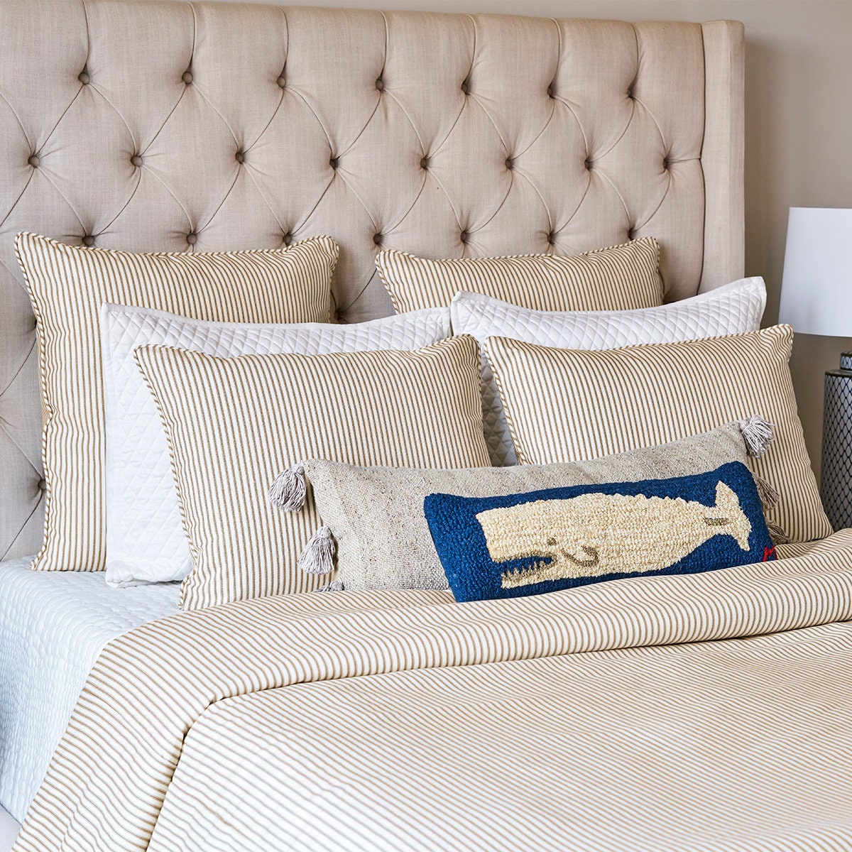 Brown Duvet Cover Set - Ticking Stripe