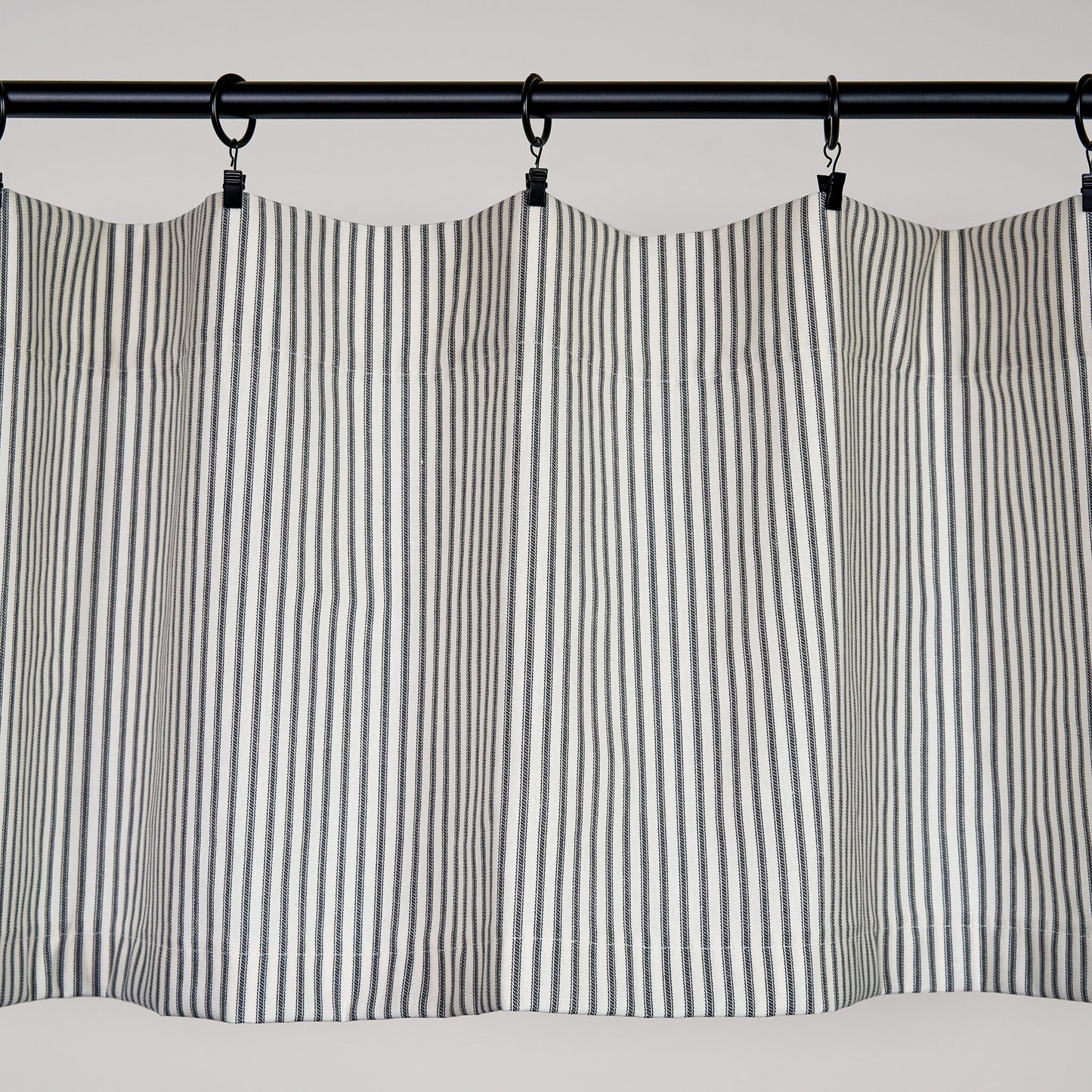 Ticking Stripe Valance Black and Cream Ticking