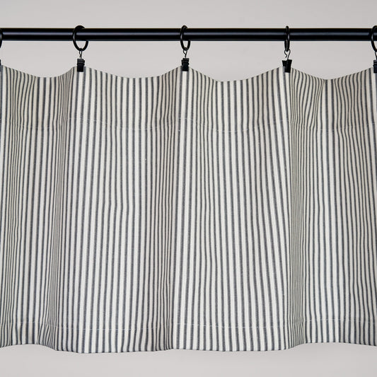 Ticking Stripe Valance Black and Cream Ticking