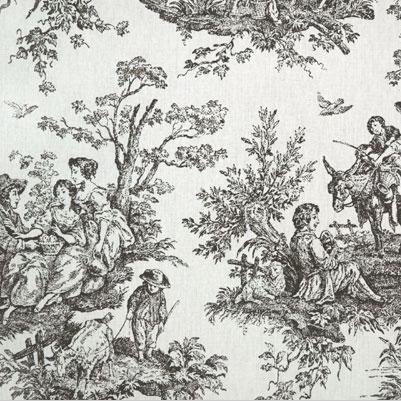Toile De Jouy Curtain Panel 4 Lengths Lined or Unlined - 3 colors