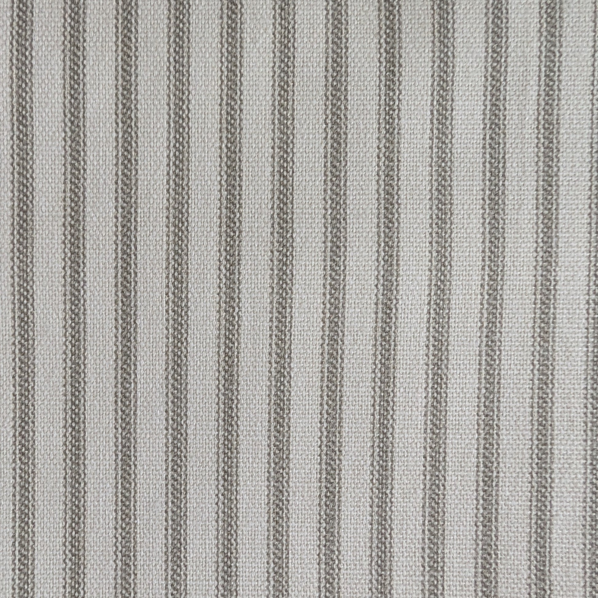 light gray and cream ticking stripe fabric close up 