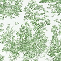 Toile De Jouy Fabric By The Yard - Green and White