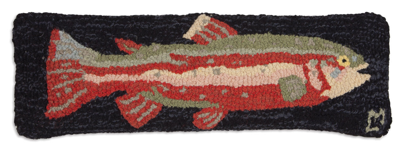 fish throw pillow steel head trout black and red